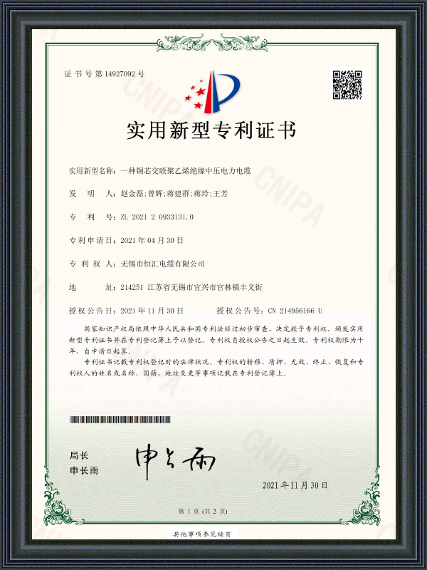 실용신안 특허증